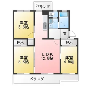 夏見台団地22号棟【5階】の間取り