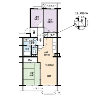 UR一社東【5階】の間取り