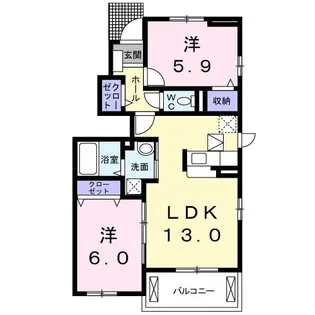 クレディヒル【1階】の間取り