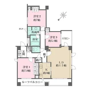 パークハウス上野毛四丁目【3階】の間取り