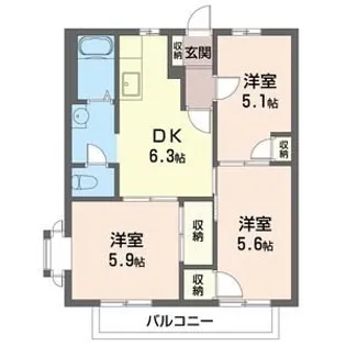セイオンハイツD棟【2階】の間取り
