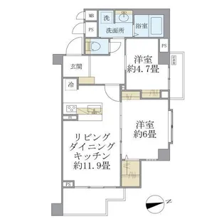 リエール若松町【5階】の間取り