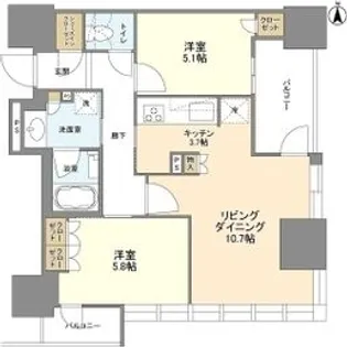 大阪府大阪市中央区瓦町4【マンション】の間取り
