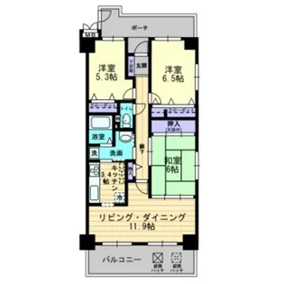 サーパス東島田【10階】の間取り