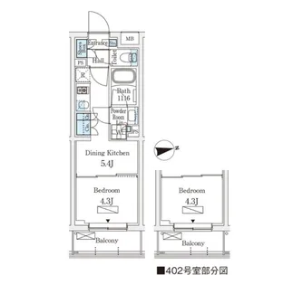 若葉ビューアパートメント【4階】の間取り