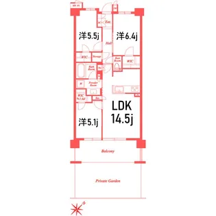 ザ・ケンジントン・レジデンス横濱片倉【1階】の間取り