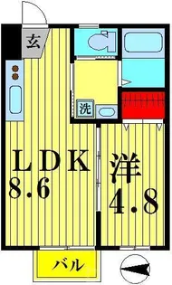 ワンズコア五香【1階】の間取り