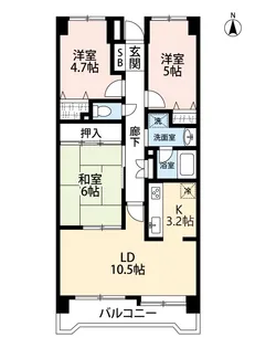 ボヌールガーデン八乙女【6階】の間取り