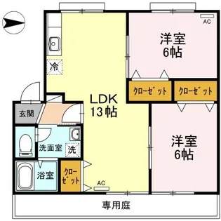 古川南ハイツ B棟【1階】の間取り