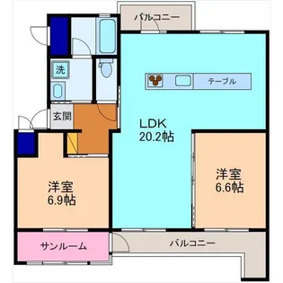 アクアルーチェ北安江【1階】の間取り