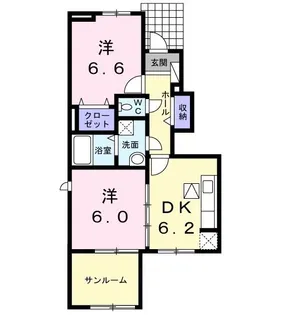 カーサ ジンゴB【1階】の間取り