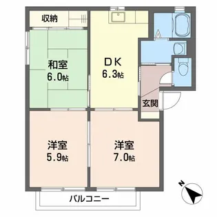サンパティーク ロジュマン II【1階】の間取り