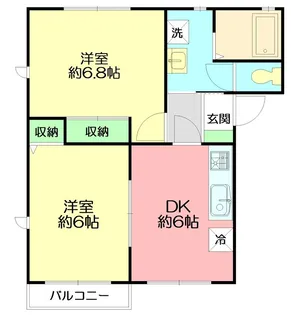 ランドコートA棟【2階】の間取り