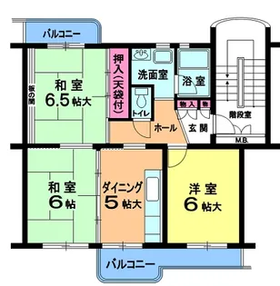 内野西団地8号棟【2階】の間取り