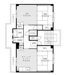 ビレッジハウス石巻1号棟【2階】の間取り