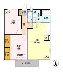 西中居ハイツA【2階】の間取り