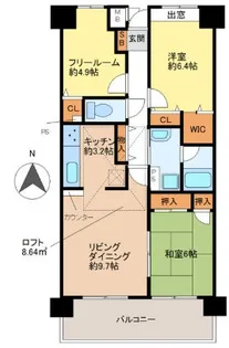 ラヴィーヌ砥堀【7階】の間取り