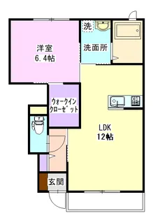 サニーウェル八坂A102【1階】の間取り