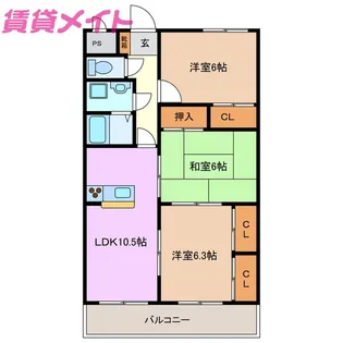 センチュリー山城【1階】の間取り