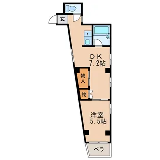 1DKの間取り画像