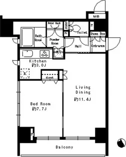 パークルージュ赤坂檜町【11階】の間取り