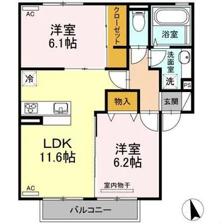 プラウド上田島A棟【2階】の間取り