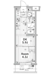 1DKの間取り画像