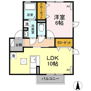 クレフォート荒楯【1階】の間取り