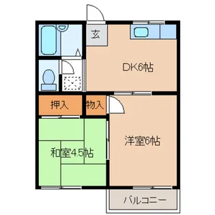 ハイフラット【2階】の間取り
