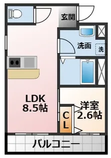 アクアレジデンス武庫川【1階】の間取り