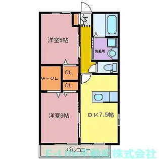 ウィズハイム山鹿A【1階】の間取り