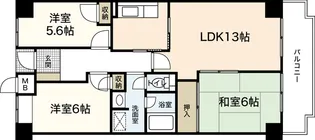 面出マンション【6階】の間取り