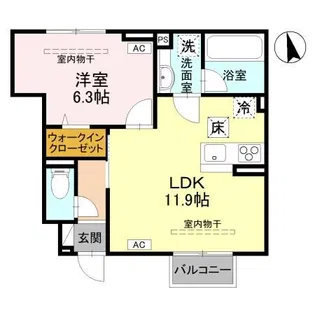 クレリア城東【1階】の間取り