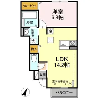 ドミール八幡II B【1階】の間取り
