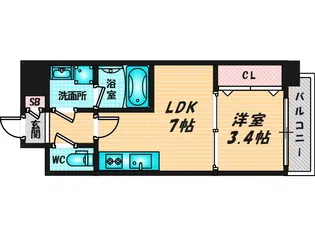 SK RESIDENCES 放出【7階】の間取り
