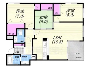 セレッソコート芦屋大原【2階】の間取り