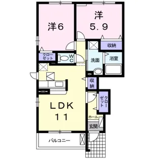 リヴウェルコート W【2階】の間取り