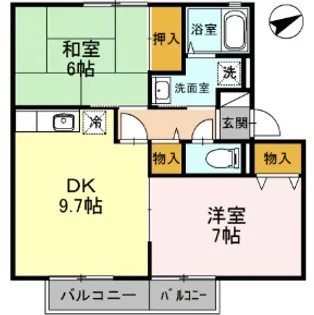 京都府木津川市州見台4【アパート】の間取り