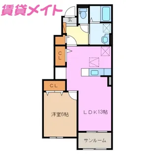 サニースクエアI【1階】の間取り