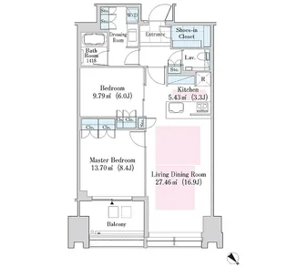 ラ・トゥール新宿ガーデン ペット可 礼無 手無 コンシェルジュ【35階】の間取り