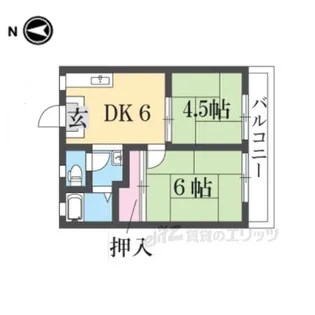まるきハイツ大利【2階】の間取り