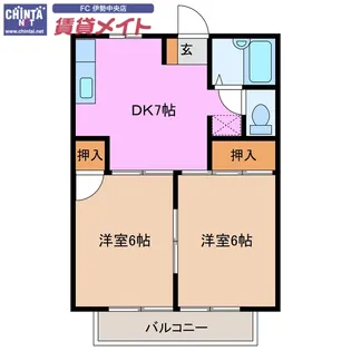 ハイツコバヤシA【2階】の間取り