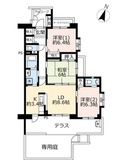 URアーバンラフレ鳴海【1階】の間取り