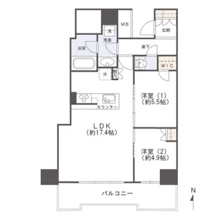 シエリアタワー大阪堀江【19階】の間取り