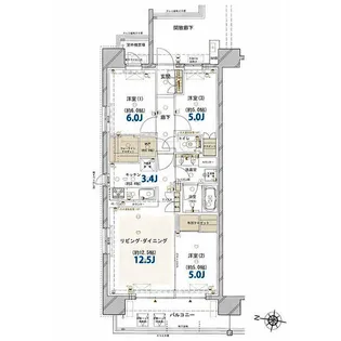 ブランシエラいわき平一町目【8階】の間取り