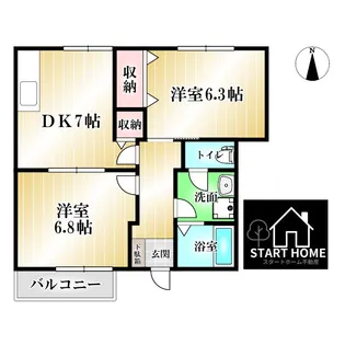 ビレッジあいB【1階】の間取り