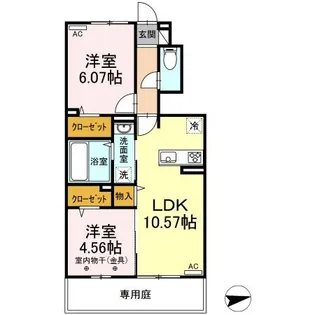 Dルーム江北II A棟【1階】の間取り