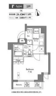 プラウドフラット神楽坂【7階】の間取り
