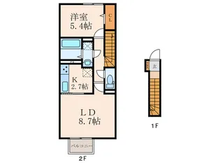 アカイユIII【ペット可】【2階】の間取り