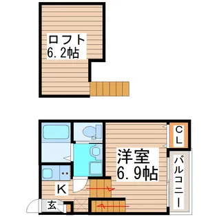 ハーモニーテラス福田町【2階】の間取り